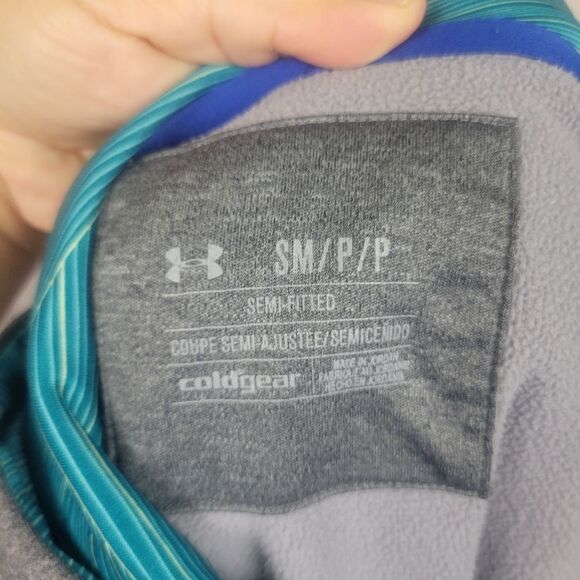 Under Armour Gray Teal Hoodie Coldgear size Small - Picture 6 of 6